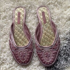 Report Light Pink Satin Beaded Flats